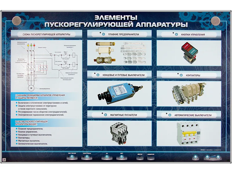 Стенд Зарница элементы пускорегулирующей аппаратуры